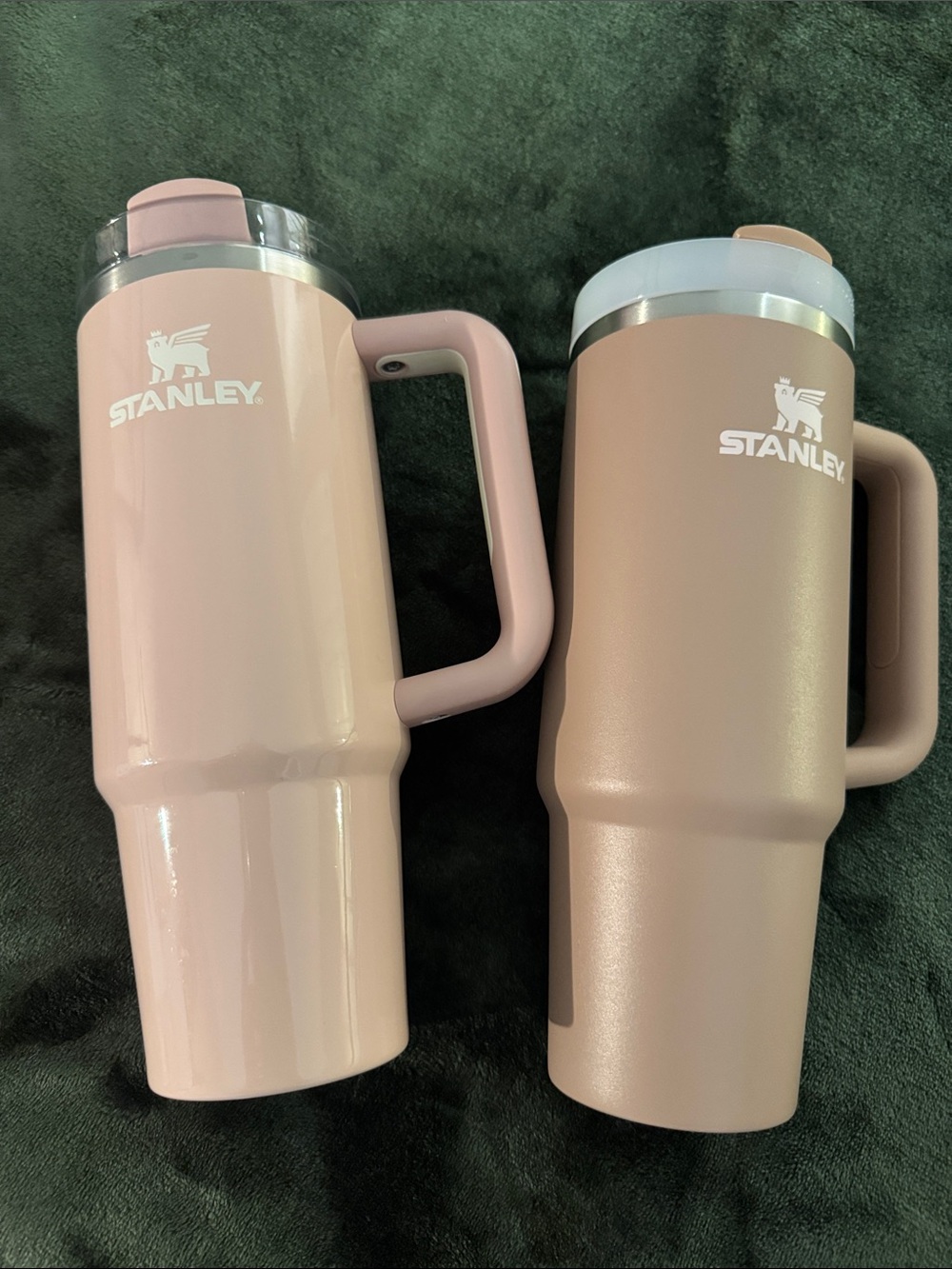 Stanley Pale Pink and Almond Travel Tumblers with Handles - Set of 2